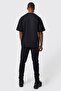 2-Piece Man Lettering Single Jersey T-Shirt - Black and White Printed Oversize Crew Neck Short Sleeve Tee Shirt - 3