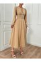 Women's Stone Buckle Detailed Slit Flared Dress - 4