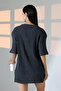 تي شيرت تونيك كبير الحجم بفتحة جانبية 21493 ANTHRACITE MELANGE - 4