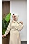 Zümra Skirted Double Hijab Suit Cream - 2