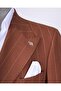 Italian Style Double-Breasted Jacket Pants Suit Brown T13304 - 5