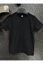 Boy's Black Half Sleeve Combed Plain T-shirt