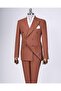 Italian Style Double-Breasted Jacket Pants Suit Brown T13304