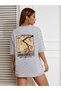 Flower Festival T-Shirt - Grey Printed Oversized Crew Neck Short Sleeve - 3