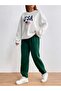 USA Flag Tracksuit Set White Sweatshirt GreenJogger - Printed Oversize Ribbed Crew Neck - 2