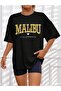 Malibu Heart T-Shirt - Black Printed Oversize Crew Neck Short Sleeve