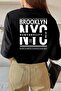 Unisex Black Cotton Oversize T-shirt Brooklyn Printed