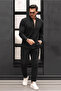 Hakim Collar Oxford Fabric Long Sleeve Shirt - Black - 4