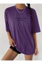 To Rome T-shirt - Purple Printed Oversize Crew Neck Short Sleeve T-Shirt - 6