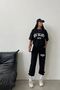 Balance Boston T-Shirt Sweatpants Jogger - Black Print Bottom Top Sweatpants Suit Oversize Cycling Yak