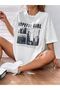 Hopeful Girl T-shirt - White Printed Oversize Crew Neck Short Sleeve T-Shirt