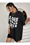 Love Neverfails T-shirt - Black Printed Oversize Crew Neck Short Sleeve T-Shirt