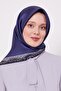 وشاح حريري بنمط الفهد مخطط باللون النيلي - 4