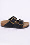 7191 Leather Comfortable Sole Belted Black Daily Women's Slippers