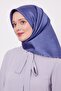 وشاح حريري من نسيج التويل مخطط باللون النيلي - 3