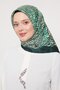 وشاح حريري بنمط تجريدي باللون الأخضر الزمردي - 2