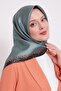 Moss Green Stripe Leopard Pattern Twill Silk Scarf - 3