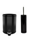 Cigo 2-Piece Bathroom Set Bathroom 6 Liter Steel Trash Can + Toilet Brush - Black