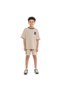Boys' Cord Set – Beige T-Shirt and Shorts Outfit with Label Detail - 4
