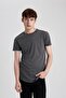 Long Muscle Fit Crew Neck Basic Solid Short Sleeve T-Shirt N2104Az23Au - 4