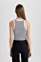Fitted Crew Neck Striped Ribbed Camisole Athlete X3075az24sm - 6