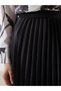 Lcwaikiki Classic Black Elastic Waist Satin Women's Pleated Skirt - 6