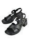 , Women's Genuine Leather Heeled Sandals 151992Z8002 Black - 5