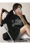 Brooklyn City T-Shirt - Black Printed Oversize Crew Neck Short Sleeve Loose