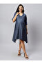 - Asymatrical denim maternity dress with side pockets - 4