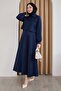 Buttoned Bolero Skirt Navy Blue Suit - 3