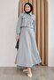 Gray Suit with Buttoned Bolero and Skirt - 3