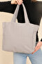Gray U25 Canvas Fabric, 3 Compartments, Zippered, Side Pocket Detail, Strap, Hand, Arm and Shoulder Bag - 2
