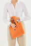 Orange U37 Canvas Fabric, 2 Compartment Front Pocket Detail, Snap Fastener Daily Hand, Arm and Shoulder Bag - 2