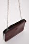 Claret Red Shk182 Faux Leather 3-Compartment Bead Detailed Zippered Chain Strap Hand, Arm and Shoulder Bag - 7