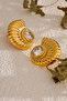 White Stone Snail Shell Gold Color Women Earrings - 2