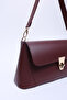 Claret Red Shk153 Faux Leather Lock Detailed Standard Strap Single Compartment Hand, Arm and Shoulder Bag U:15 E:29 g - 5