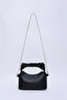 Black Shk24 Soft Leather Knot Detailed Chain Strap Hand and Shoulder Bag L:14 W:22 W:8 Cm