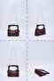 Burgundy Shk24 Original Soft Leather Knot Detailed Chain Strap Hand and Shoulder Bag - 8