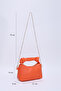 Orange Shk24 Original Soft Leather Knot Detailed Chain Strap Hand and Shoulder Bag - 2