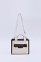 Cream - Brown Shk161 Canvas Fabric Two-Compartment Lined Zippered Double Strap Crossbody Bag, Shoulder and Arm Bag