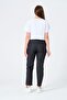 Maternity Stretchy Tummy Banded Waist Adjustable Mom Fit Classic Gabardine Trousers Black Melanj - 6