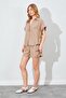 Women's Mink Oversize Low Sleeve Shirt Shorts Suit - 2