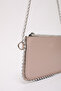 Wrinkled Textured Mink Shk125 Faux Leather Bead Detailed Zippered Single Compartment Chain Strap Shoulder Bag - 4