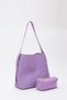 Lilac Shk55 Leather Adjustable Strap Arm and Shoulder Bag with Snap Fastener Makeup Bag L:30 E:40 W:15 cm - 2