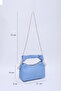 Blue Shk24 Soft Leather Knot Detailed Chain Strap Hand and Shoulder Bag L:14 W:22 W:8 Cm - 2