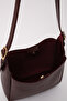 Burgundy Shk158 Faux Leather Single Compartment Strap Snap Crossbody and Shoulder Bag - 6