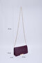 Purple Shk186 Faux Leather Single Compartment Snap Chain Strap Hand, Arm and Shoulder Bag - 2