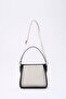 Black Shk176 Faux Leather Detailed, Single Compartment, Zip-Up, Canvas Hand, Arm and Shoulder Bag - 3