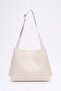 Cream Shk179 Faux Leather, Single Compartment, Snap Fastener, Hand, Arm and Shoulder Bag with Makeup Bag - 3