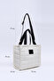 Cream Shk168 Crinkle Fabric, Double Strap, Special Inner Pocket, Leather Lining, Snap Fastener Hand, Arm and Shoulder Bag - 2